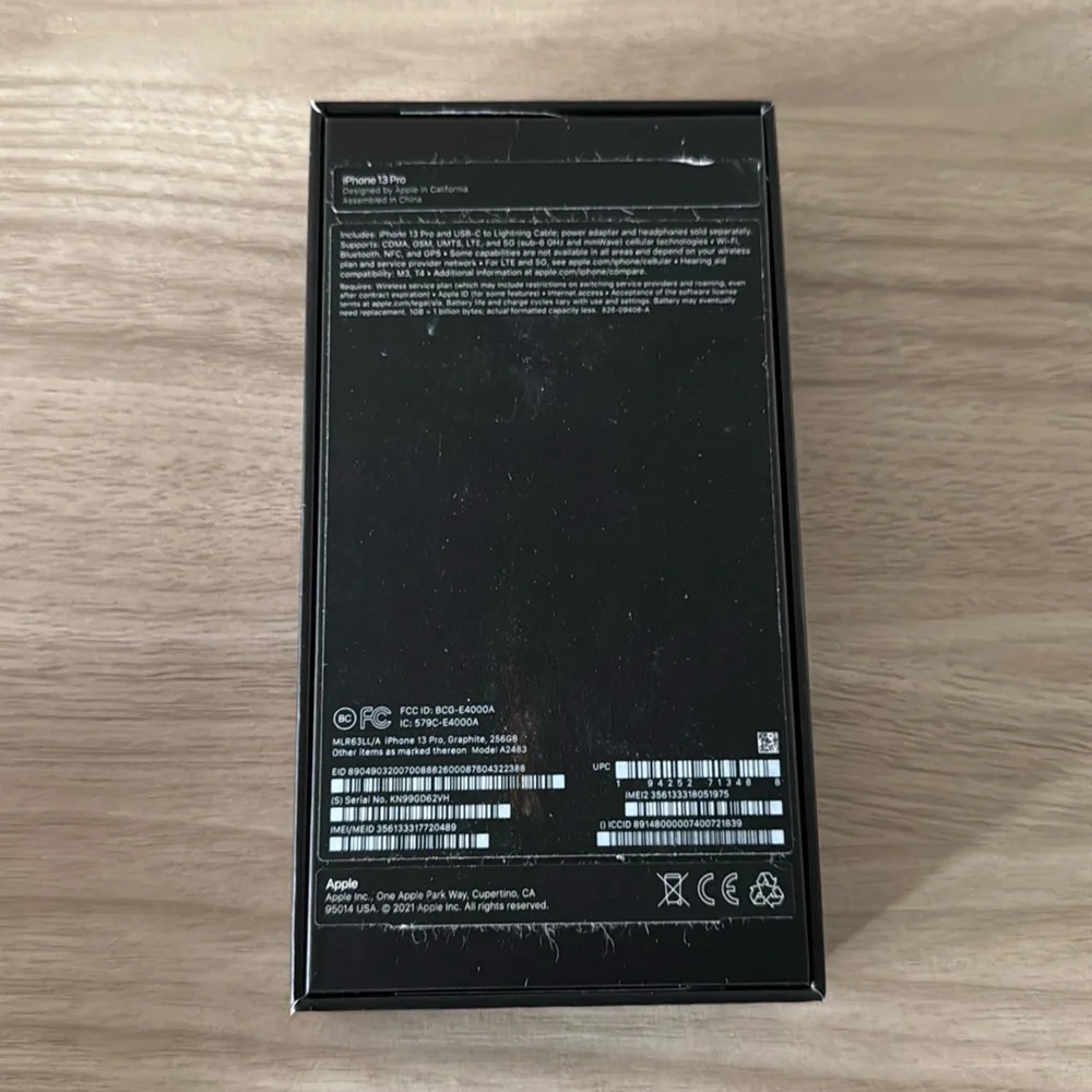 iPhone 13 Pro Empty Box with New Lightening Charging Wire - Picture 3 of 4